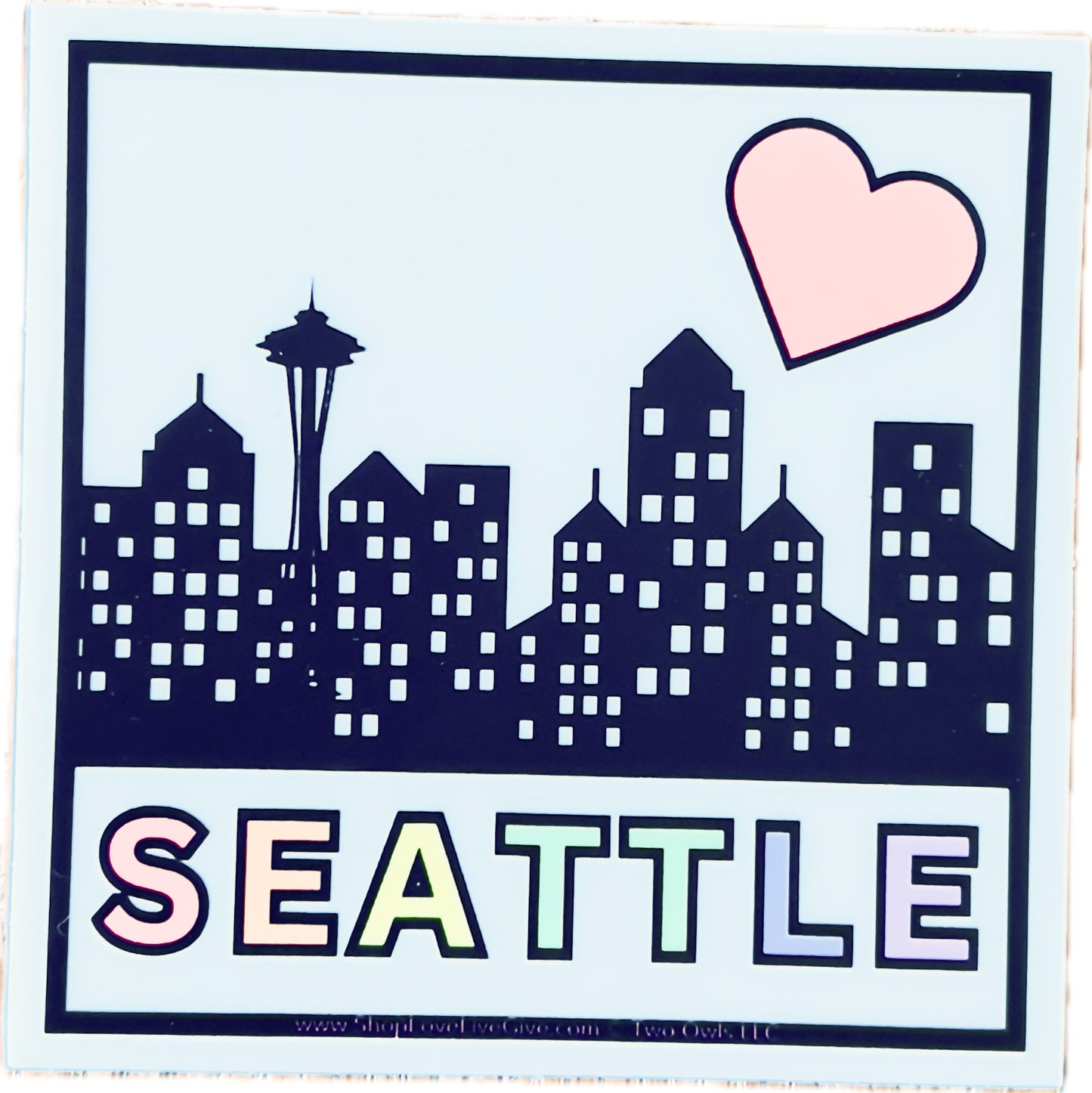 Seattle skyline square sticker