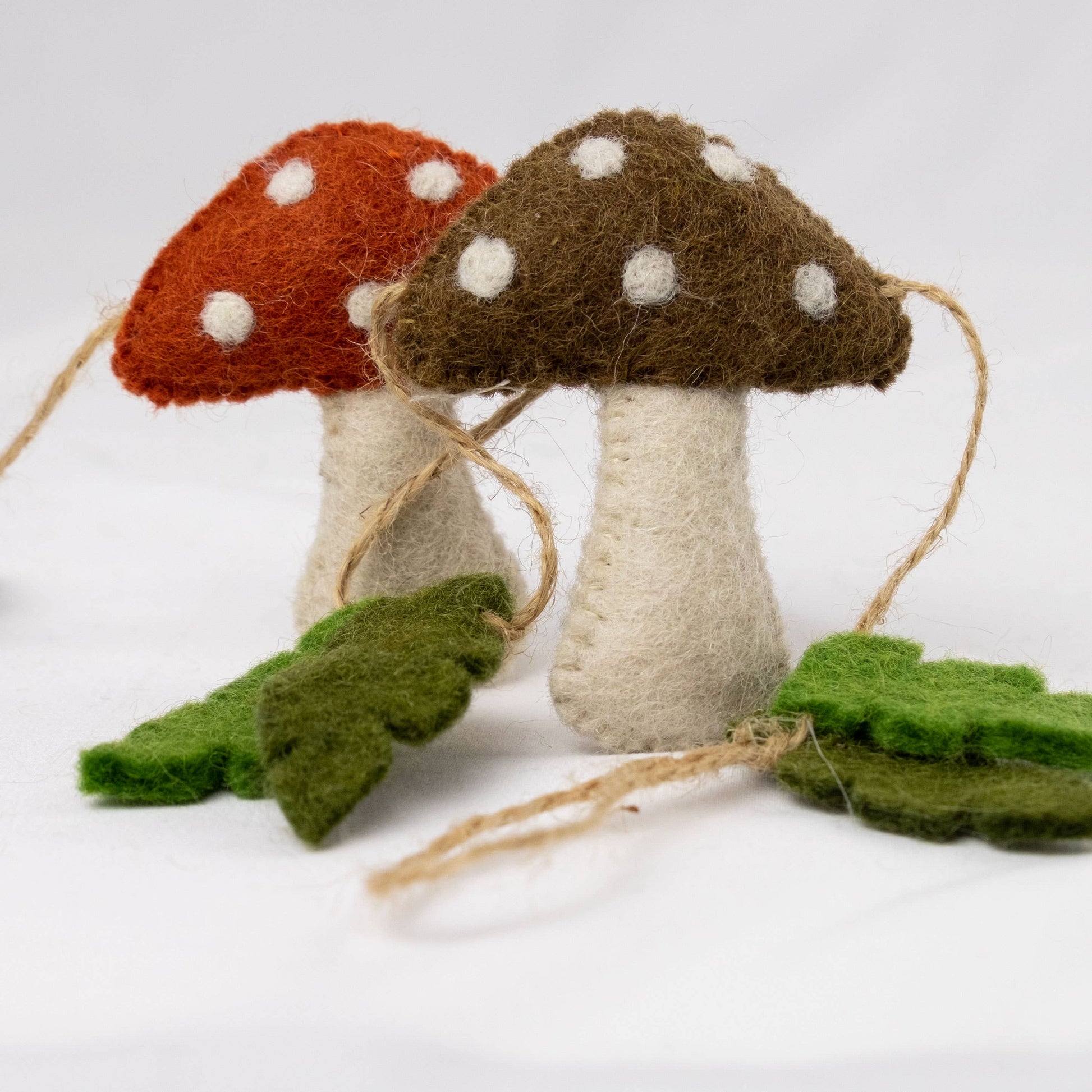 Red and brown mushroom from multicolor mushroom garland