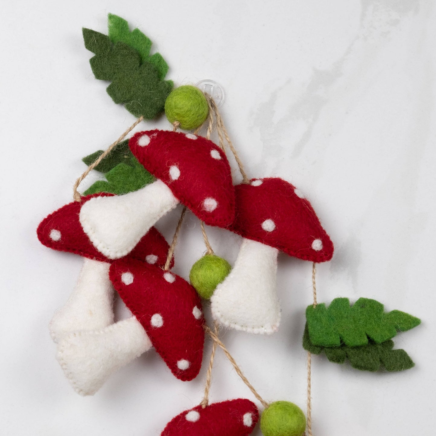 mushroom detail for red spotted garland