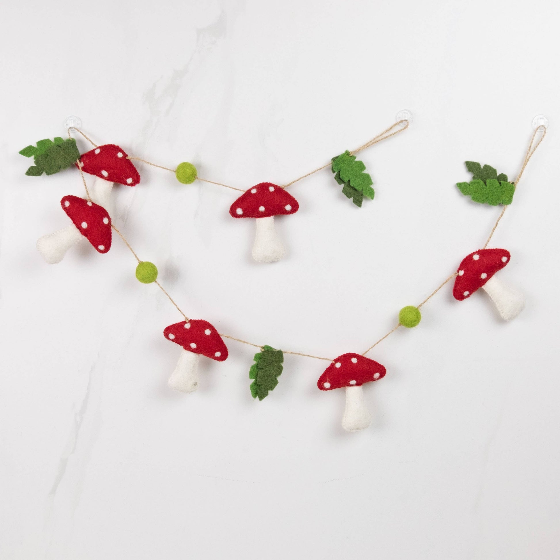 Red spotted mushroom garland