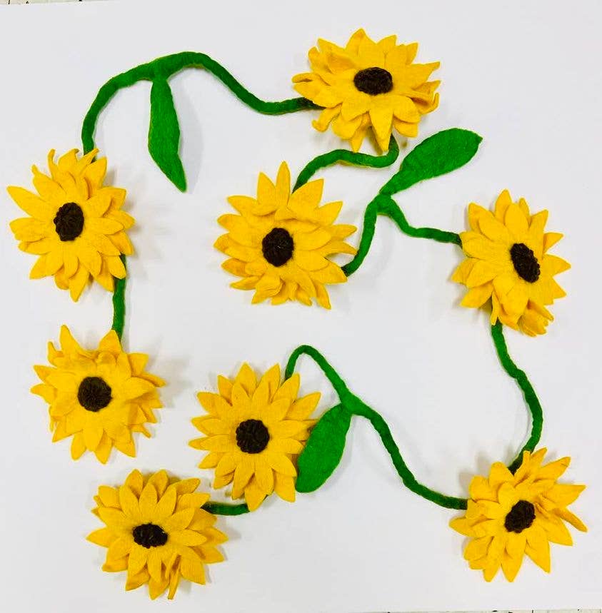 wool felt sunflower garland