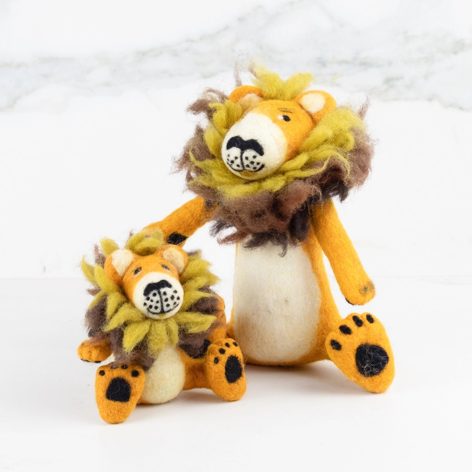 wool felted lions