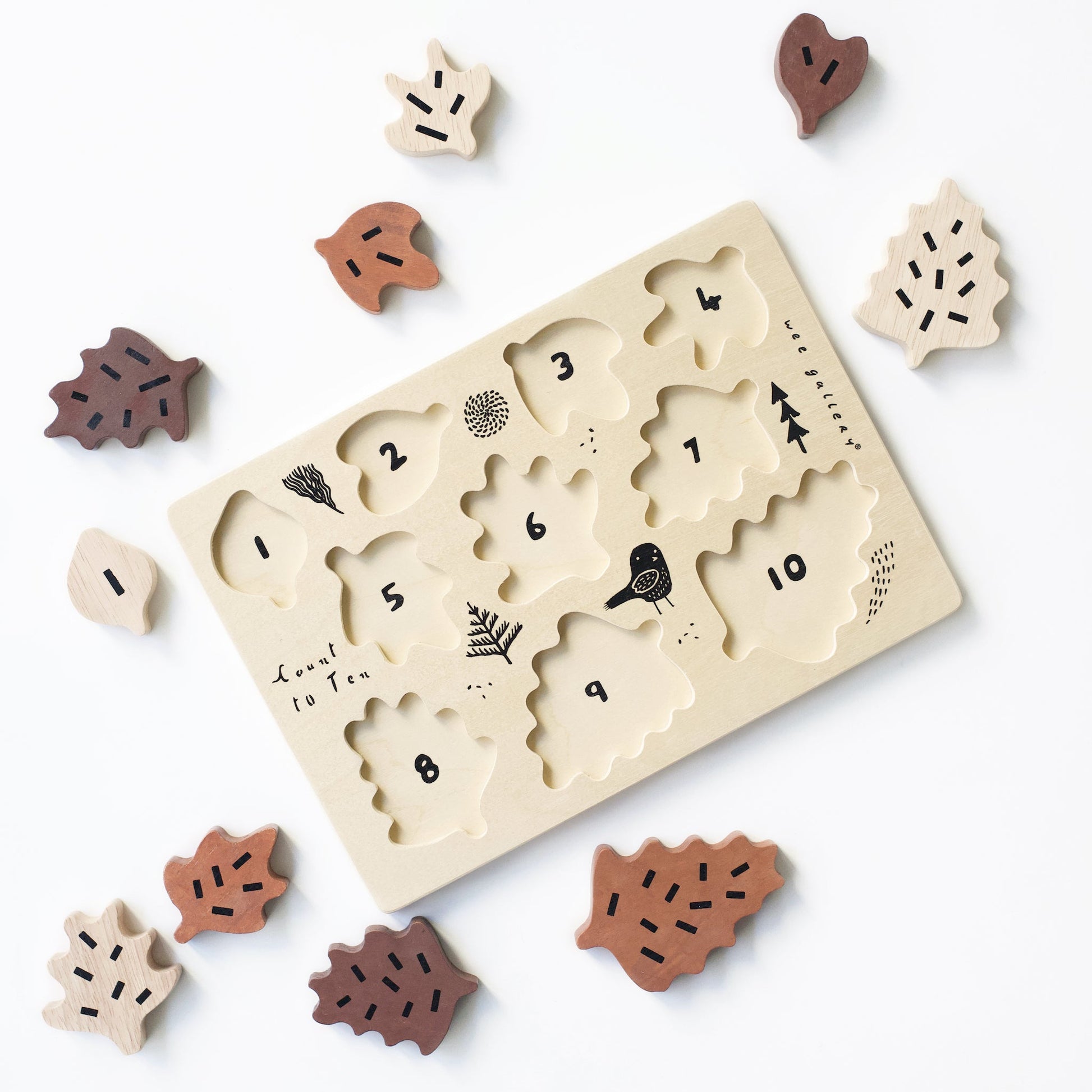 Children's puzzle with numbers and shapes on a white background