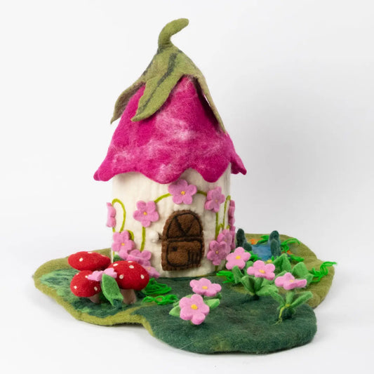 Pink fairy felt play cottage