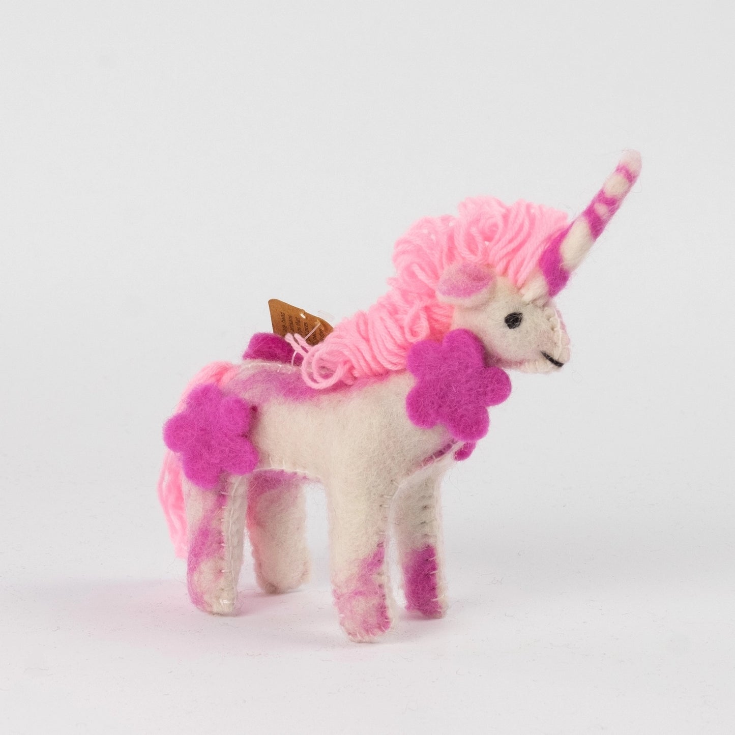 small wool felt pink unicorn