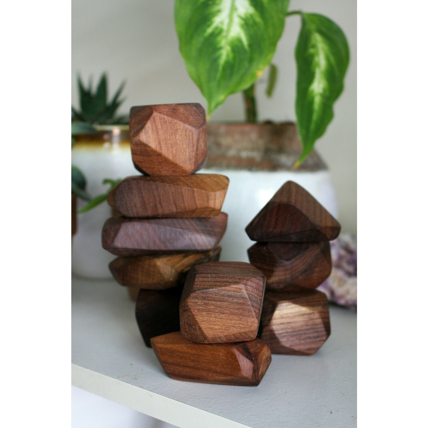 Wood Stacking Stones - Walnut