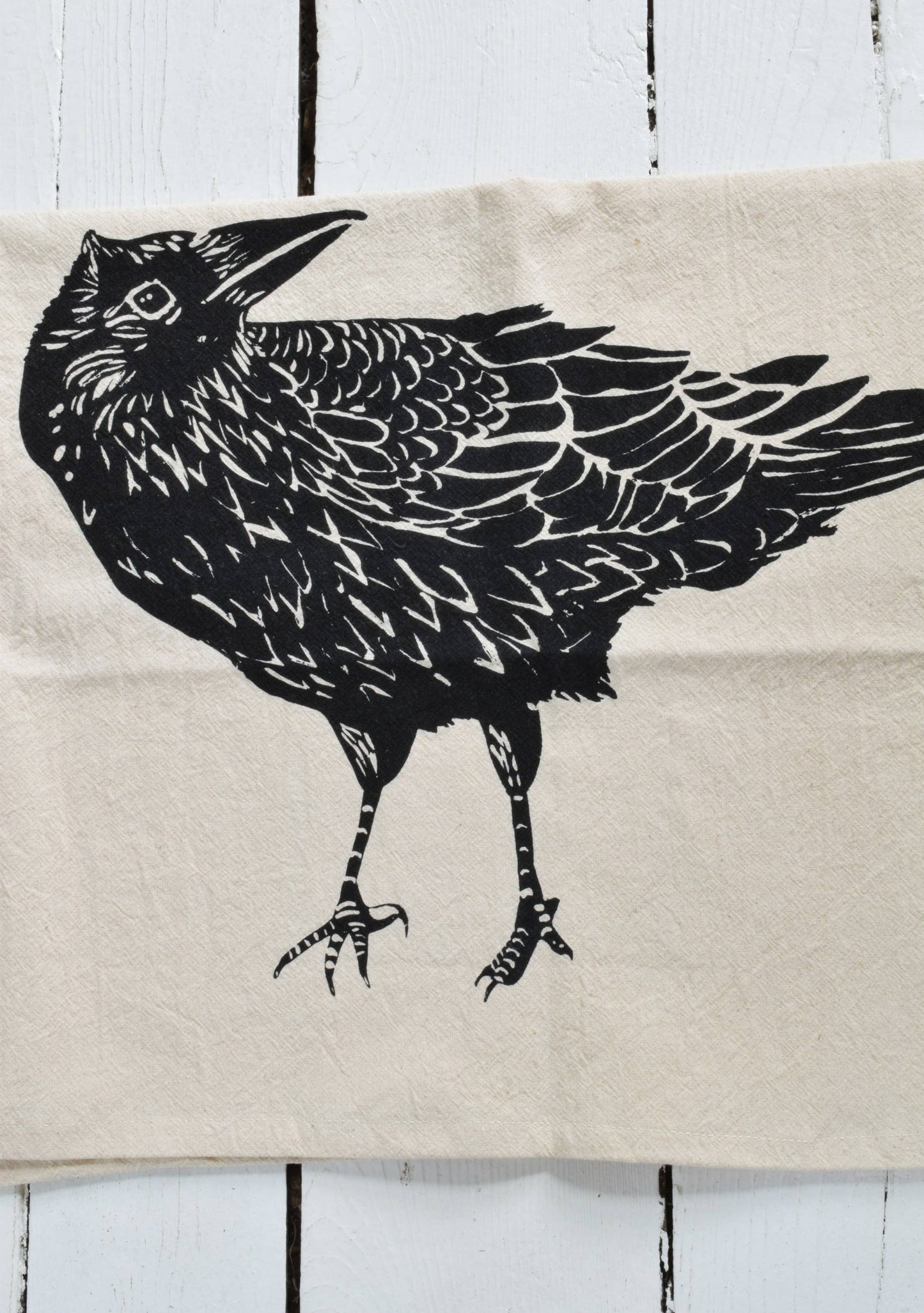 organic cotton crow tea towel