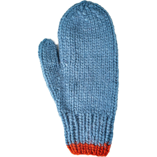 Cable Knit Mittens in Blue and Red
