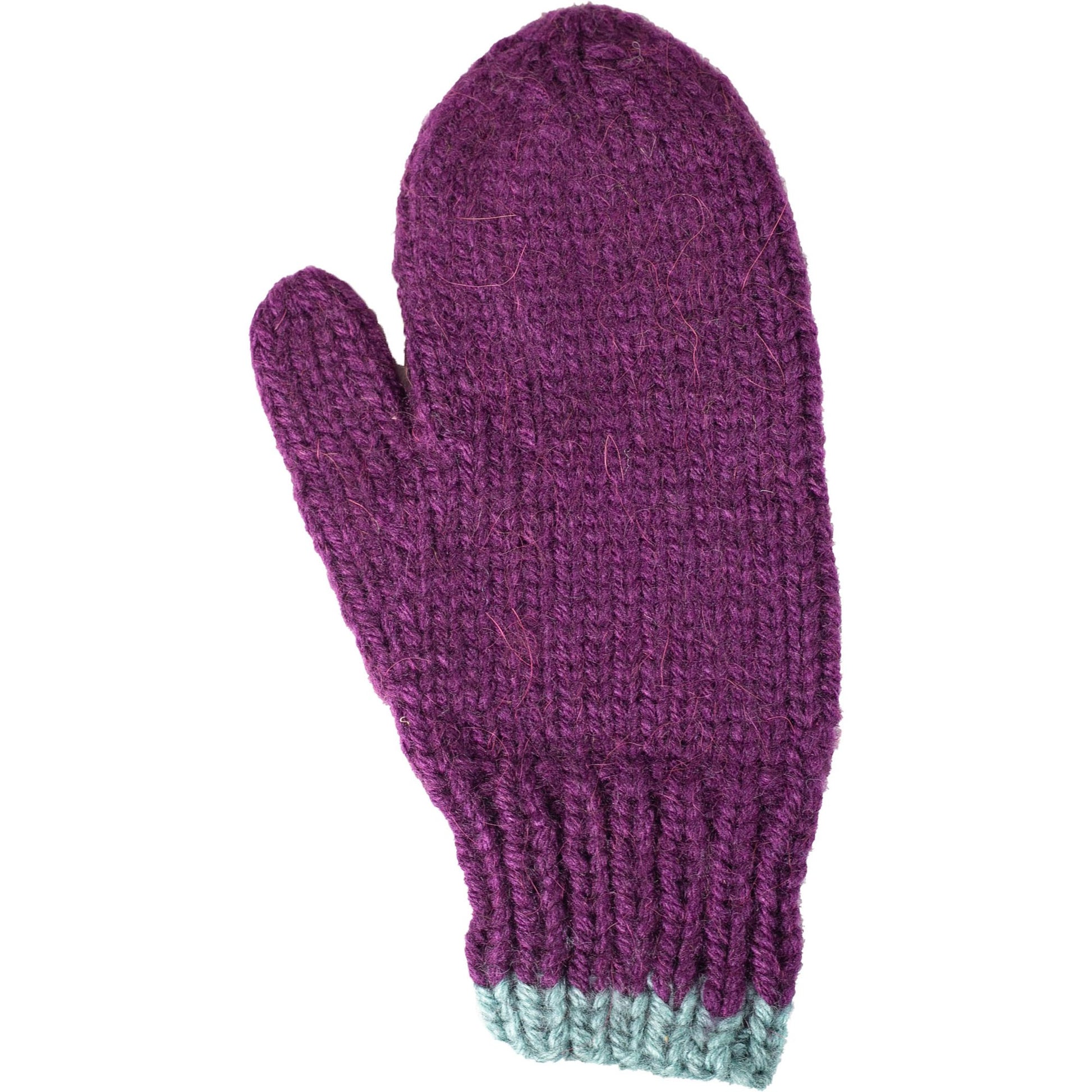 Cable Knit Mittens in Purple and Blue