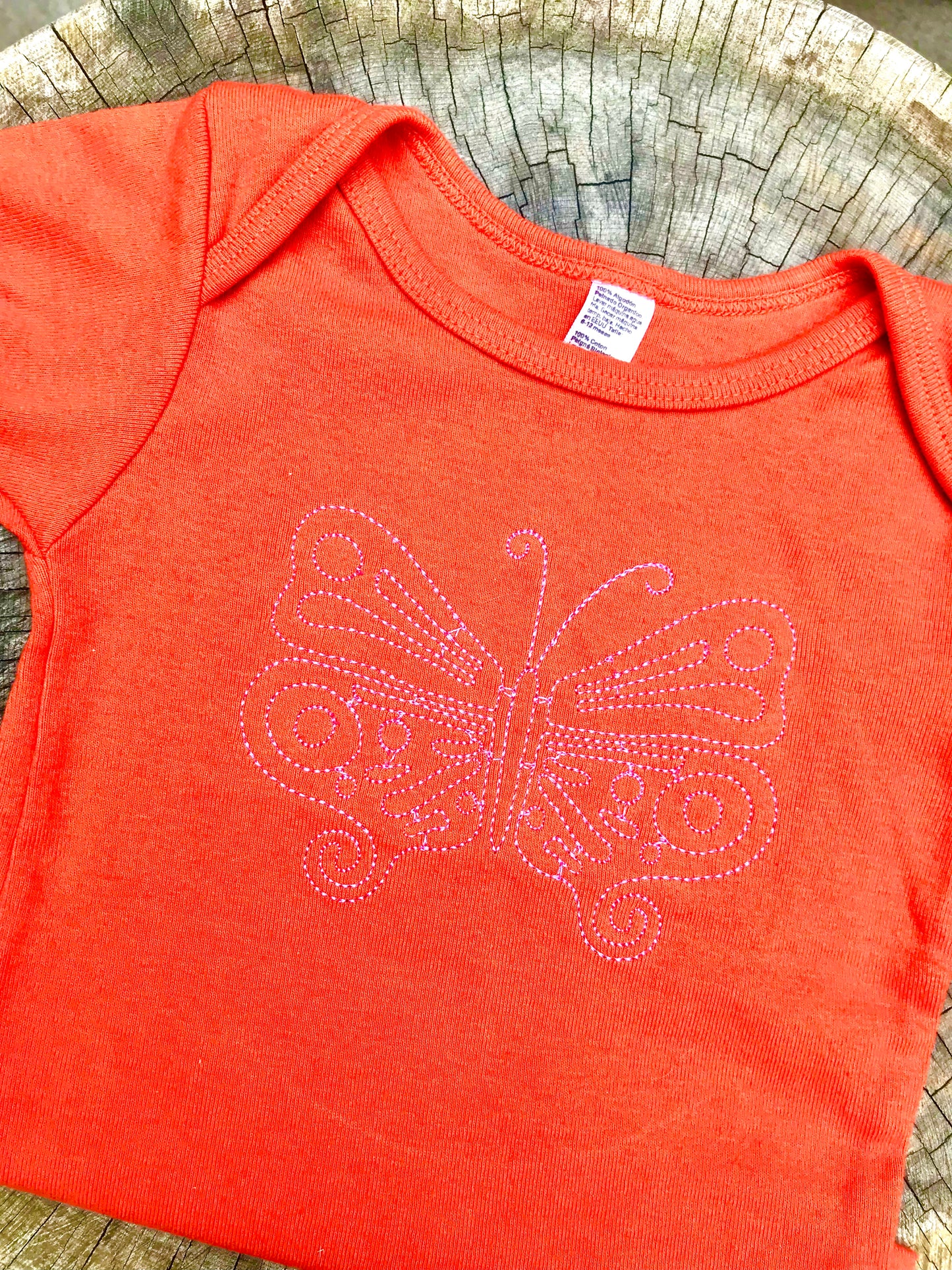 Butterfly Orange/Pink Baby Onesie