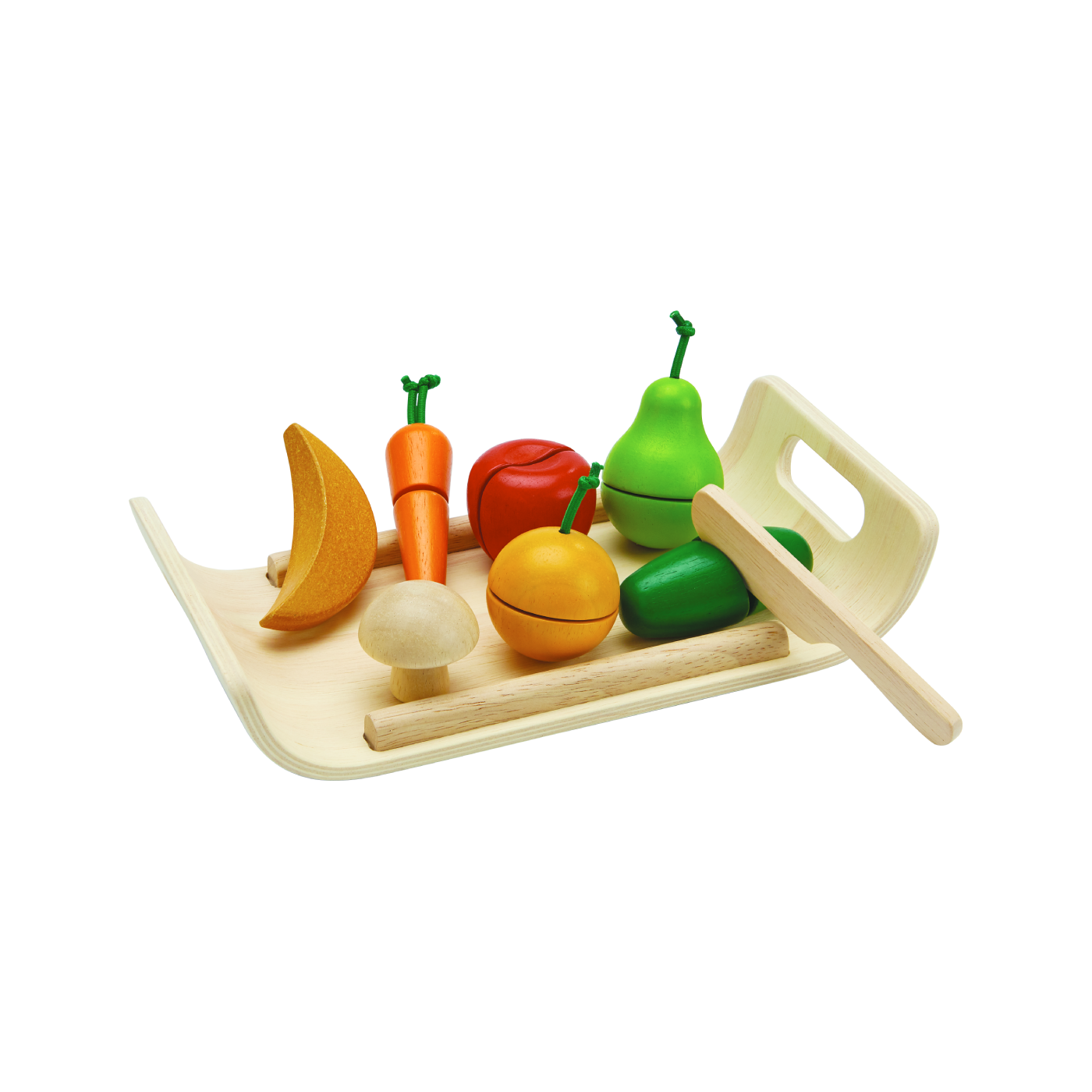 assorted fruit and vegetable play set by plan toys