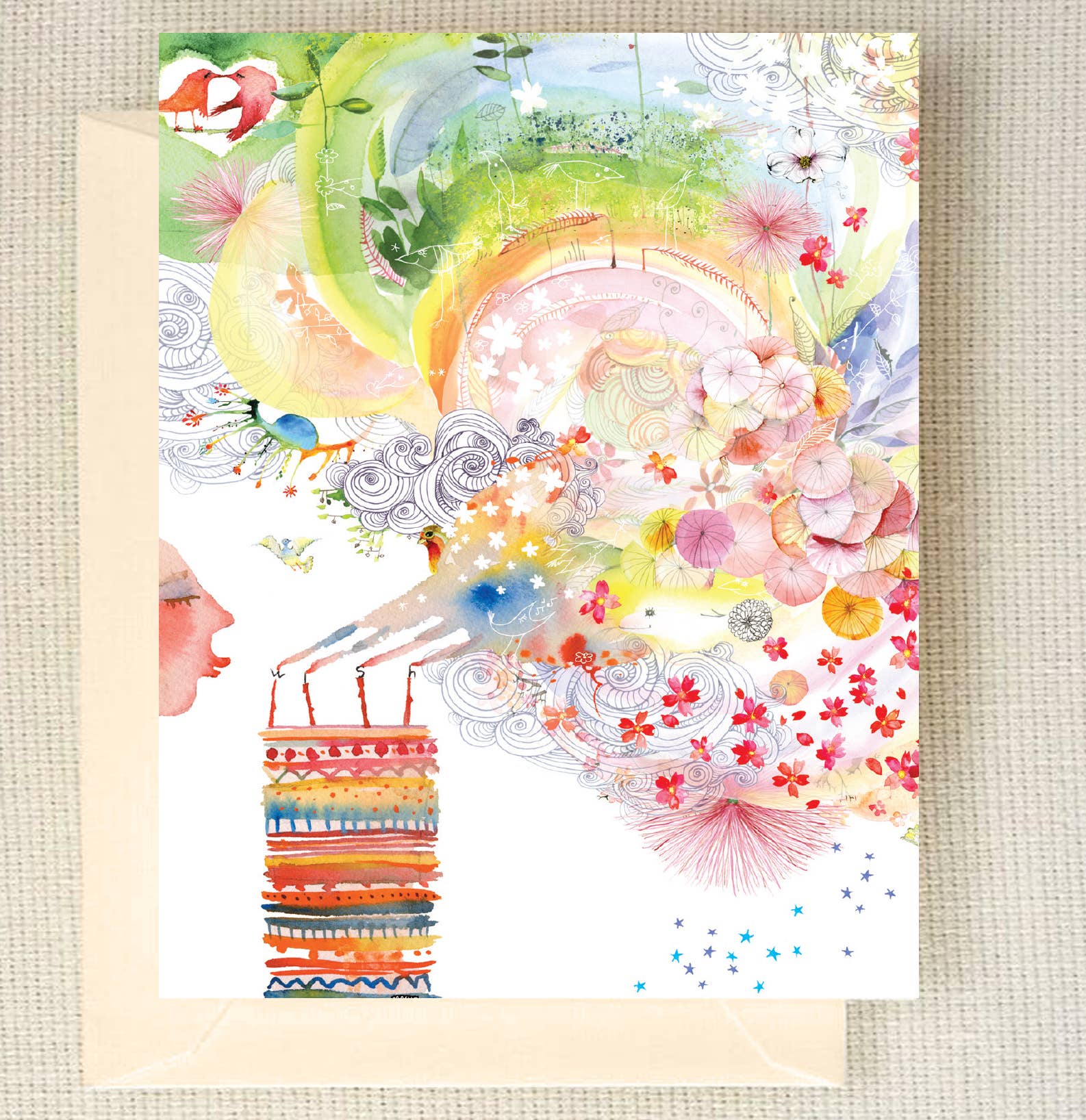 Wish Plume watercolor greeting card