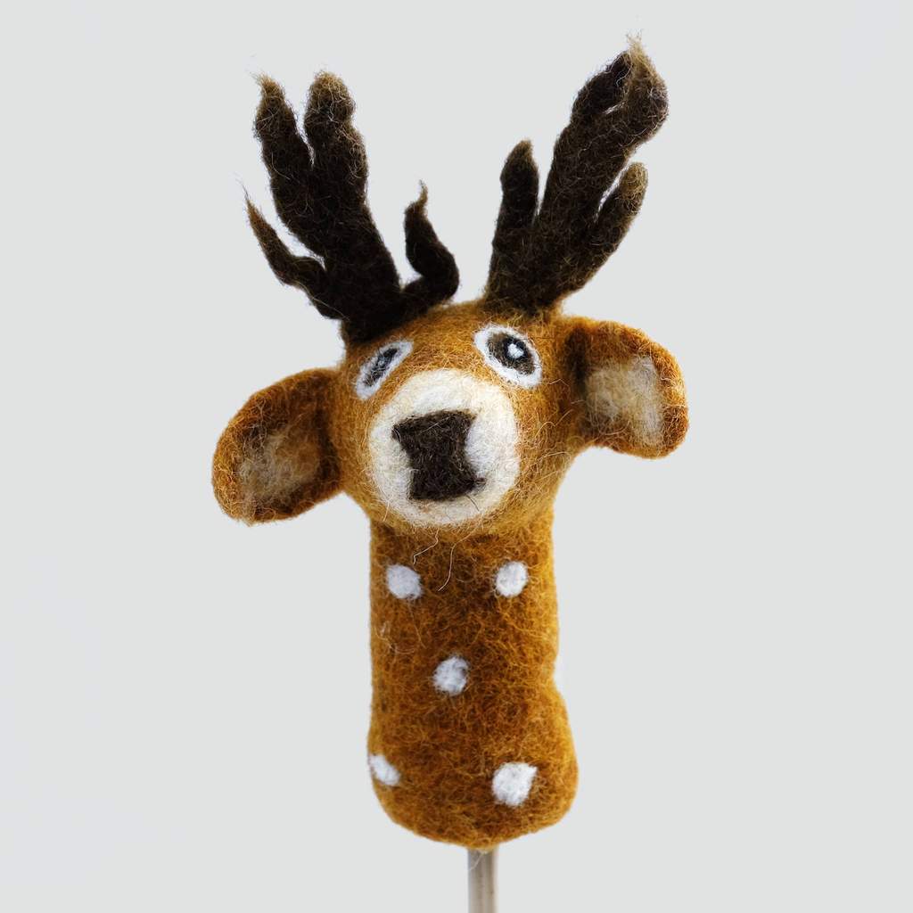 Wool Felt deer finger puppet
