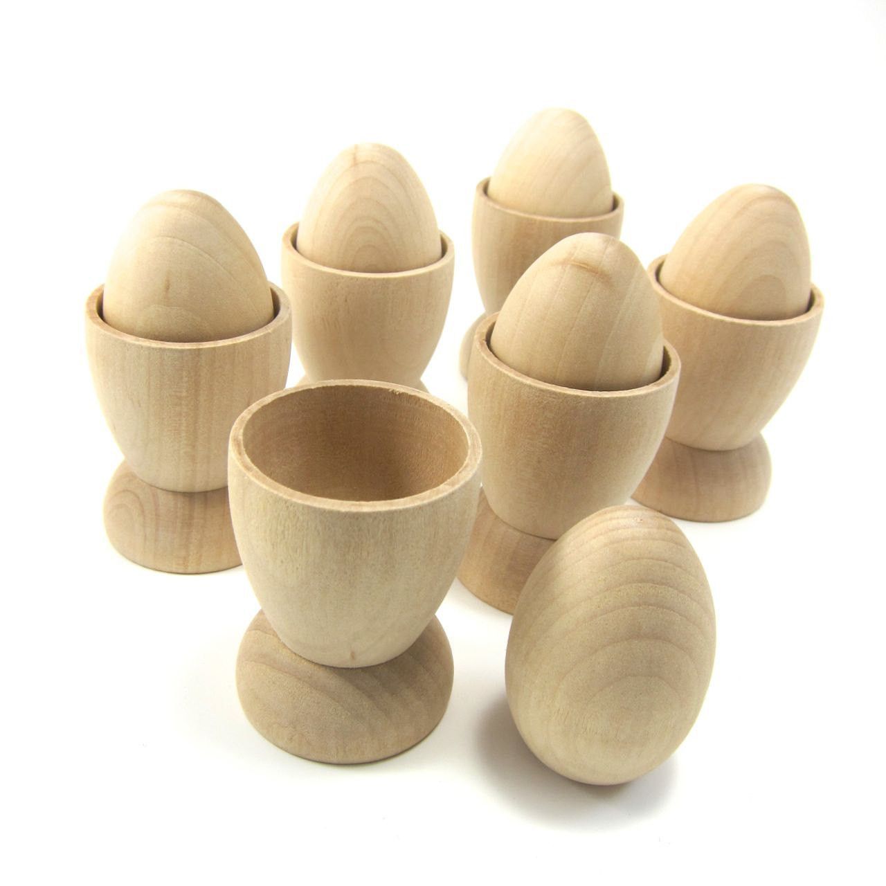 Natural Wood Eggs with Cups