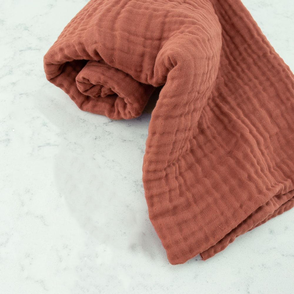 8-Layer Organic Cotton Muslin Gauze Blanket in Terracotta