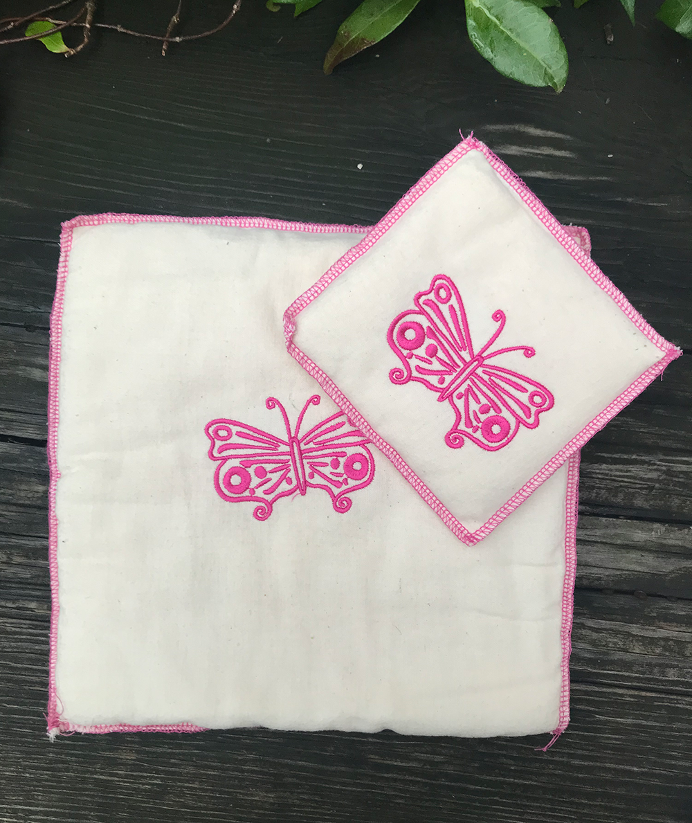 embroidered pillow butterfly