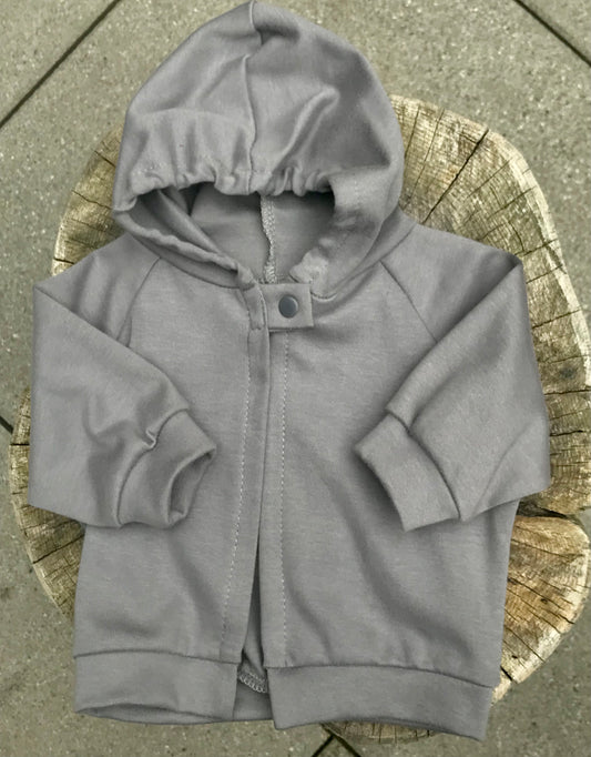 Slate One Button Baby Hoodie