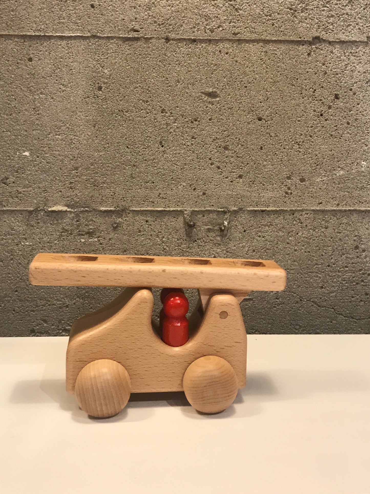 Wooden Fire Engine with Two People