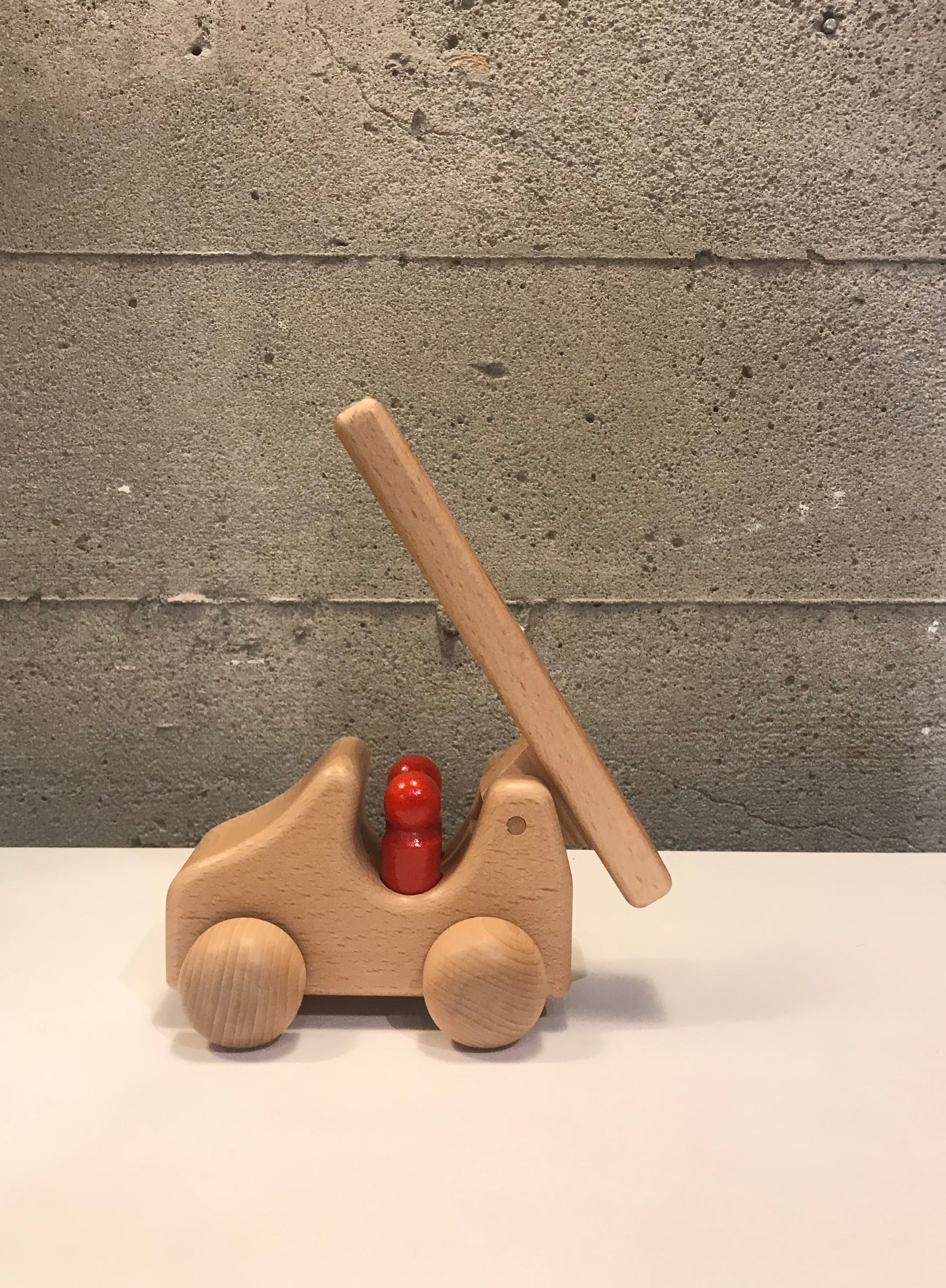 Wooden Fire Engine with Two People