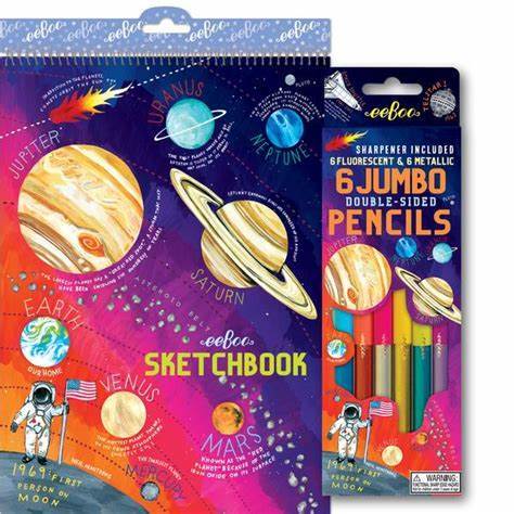 solar system sketchbook & pencils set