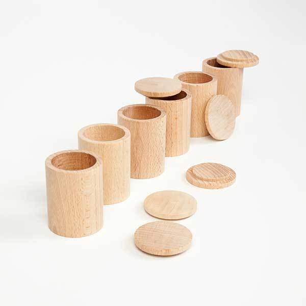 Set of six natural cups and lids by Grapat