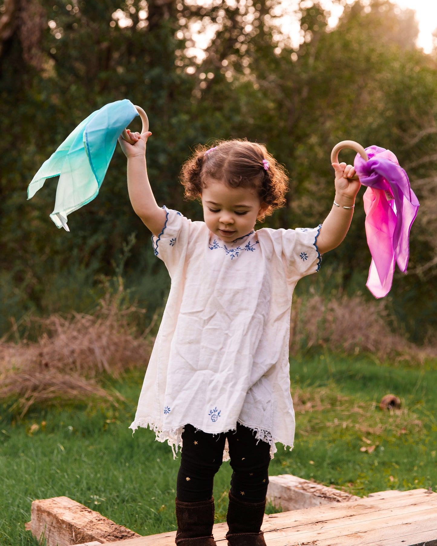 Blue and Pink Silk Teether