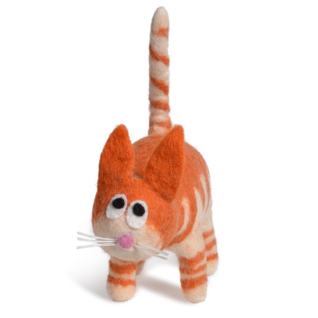 Wool felt cat In orange tabby