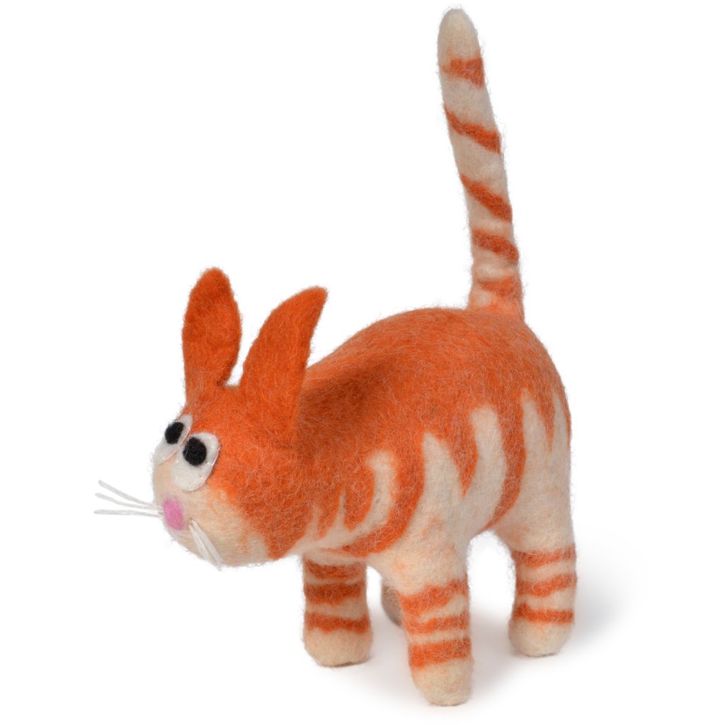 wool felt cat in orange tabby