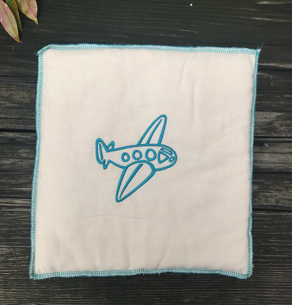embroidered pillow airplane