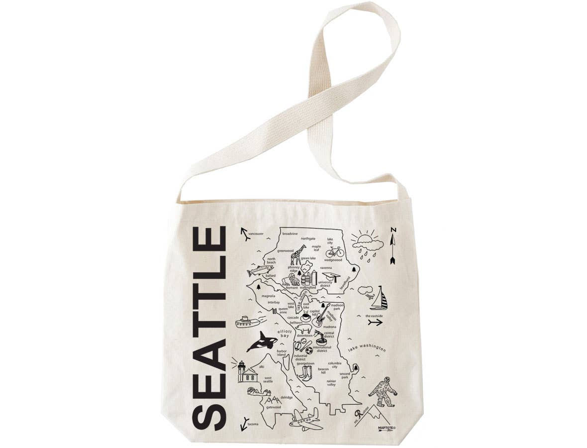 Seattle Map Natural Tote