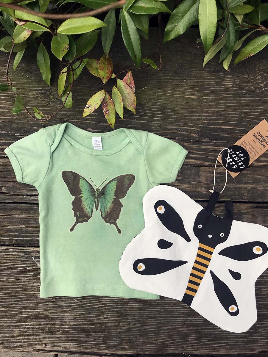 Butterfly Print Baby Short-Sleeve Tee and teether