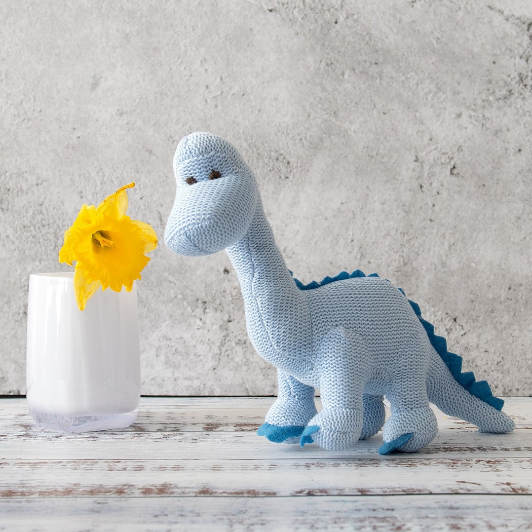 Blue Diplodocus Rattle with Flower