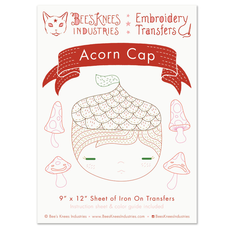 Acorn Cap Embroidery Transfer
