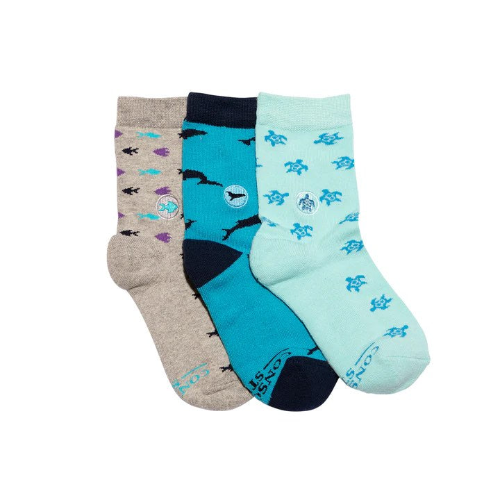 kids socks that protect oceans - toddler flat lay