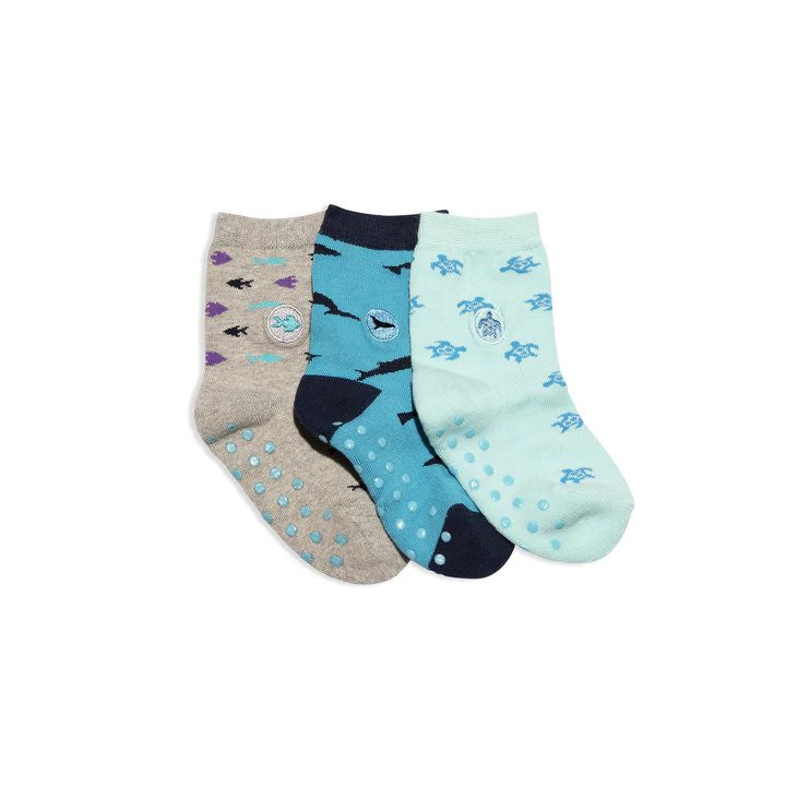 Kids socks that protect oceans - toddler flat lay