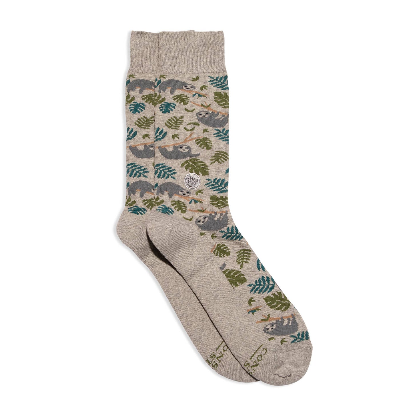 Socks that protect sloths flat lay