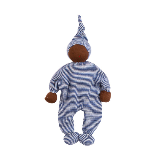 Striped Soft First Doll in blue
