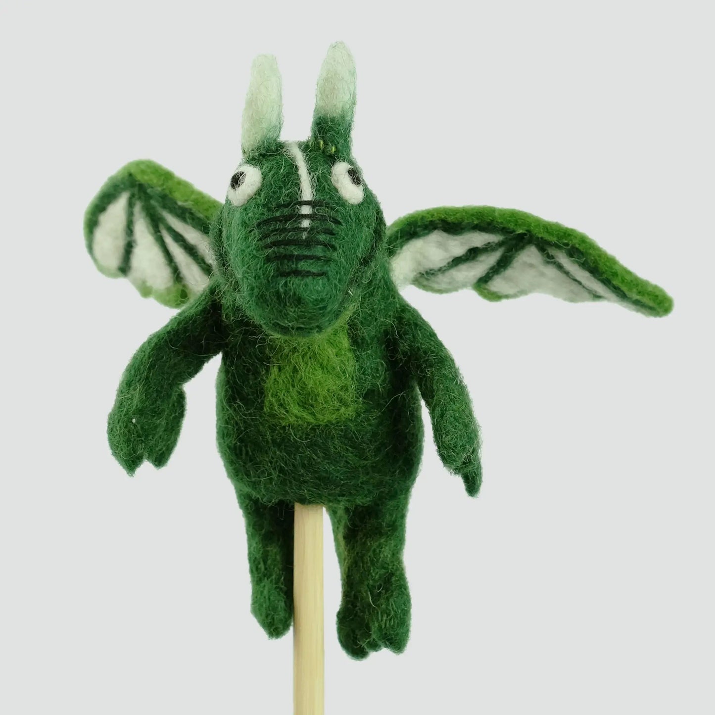 Wool Felt green dragon finger puppets