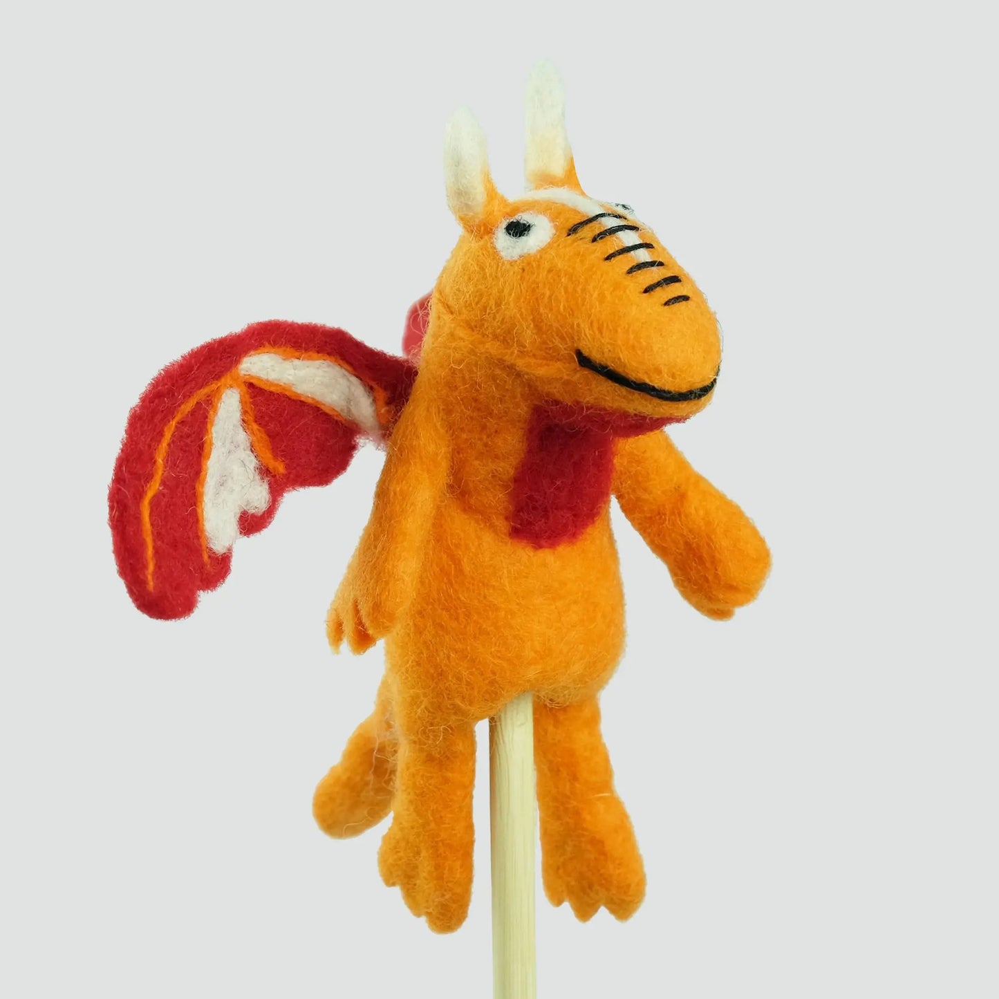 Wool Felt  orange dragon finger puppets