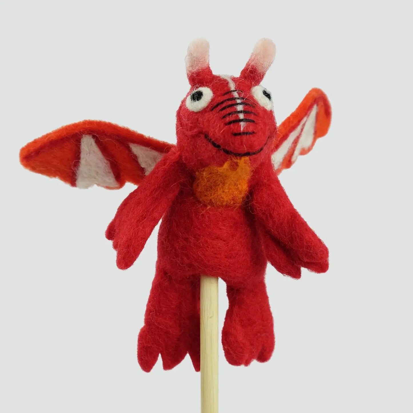 Wool Felt red dragon finger puppets