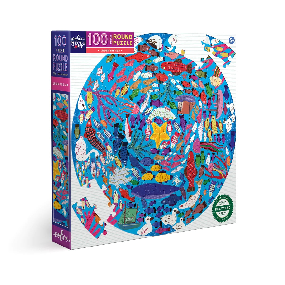 Under the Sea 100-piece Round puzzle, box