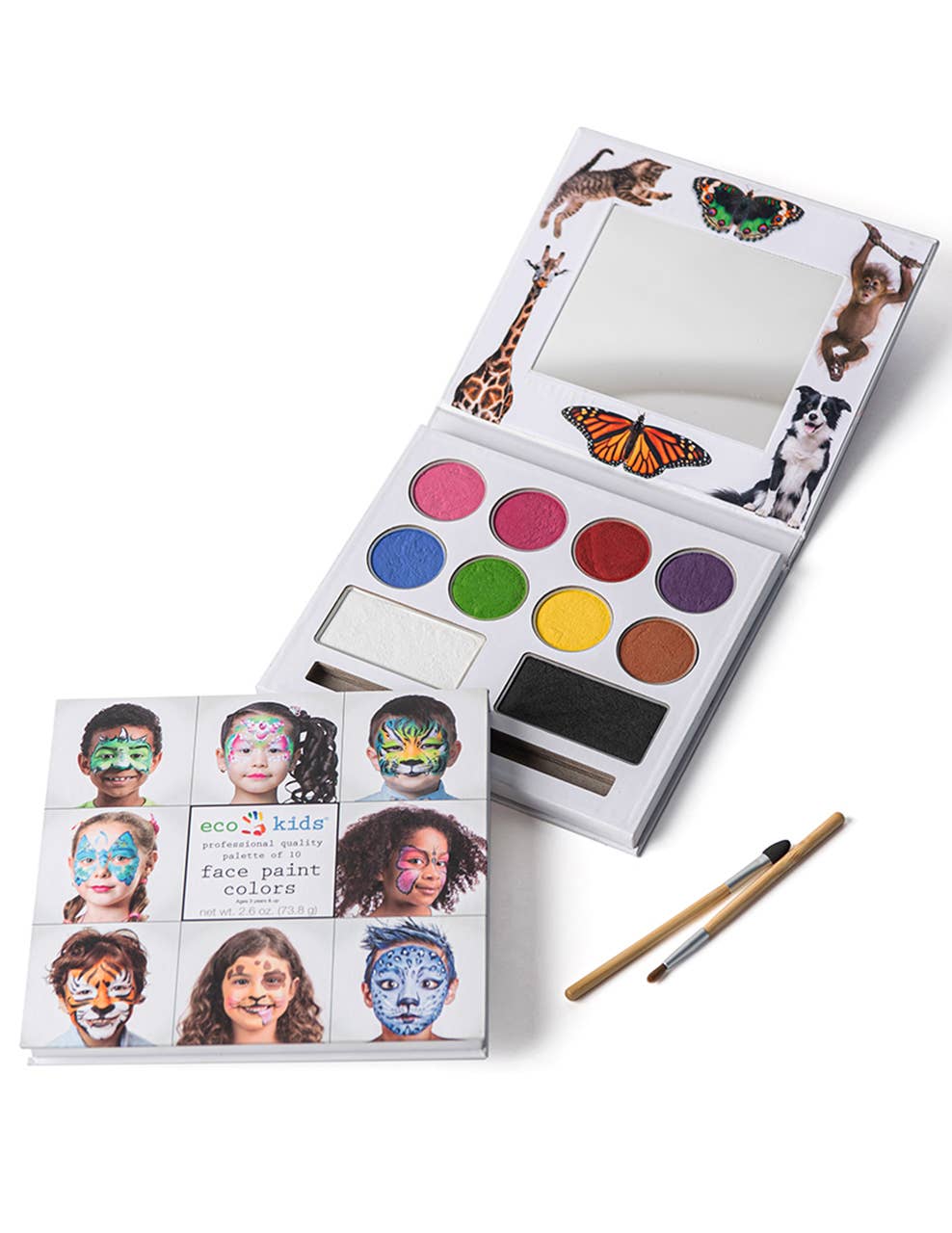 face paint palette with bamboo applicators