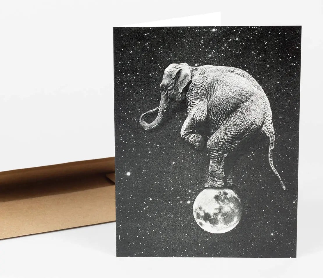 Elephant on the Moon greeting card