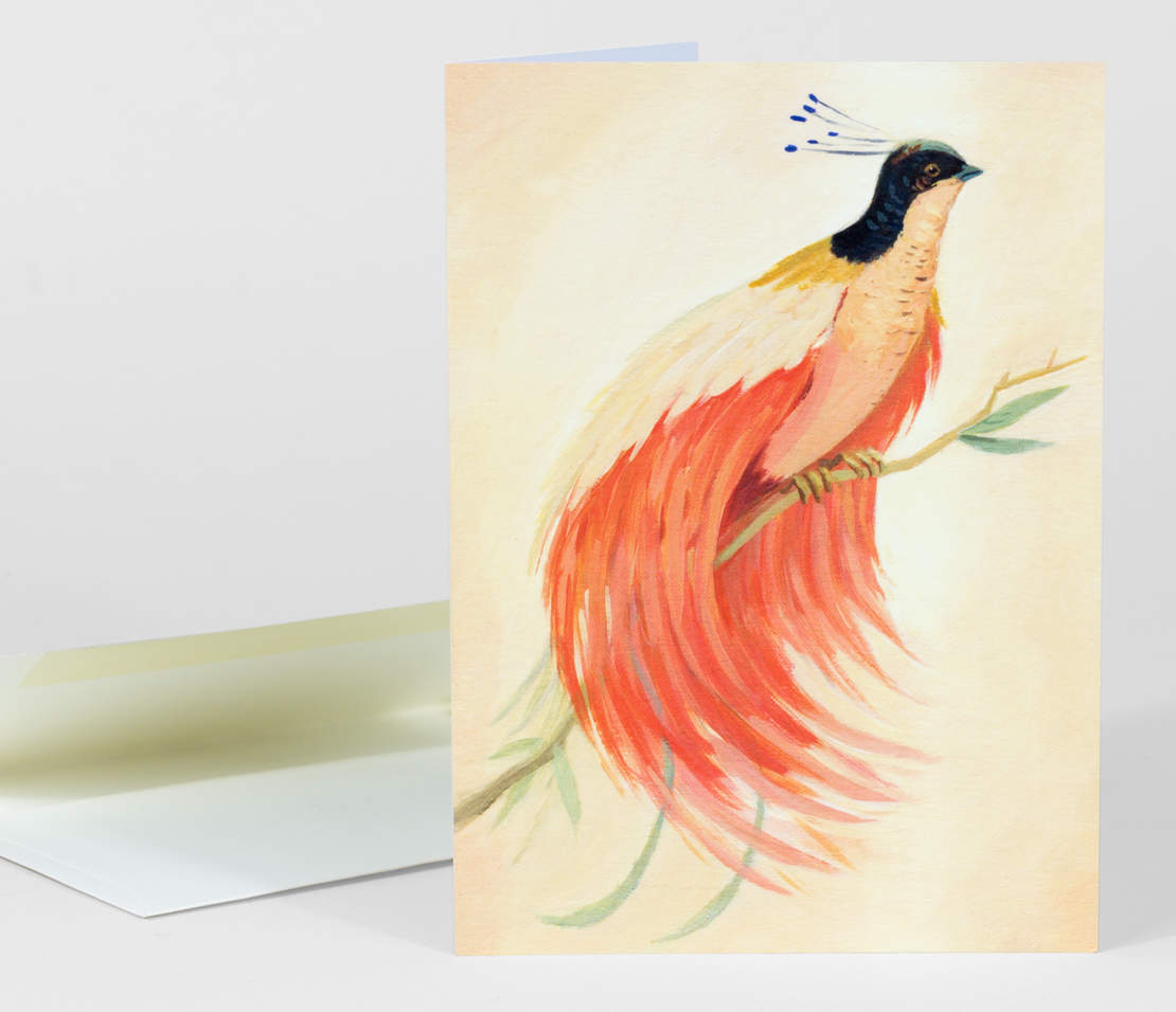 Pink Winged Bird of Paradise greeting card