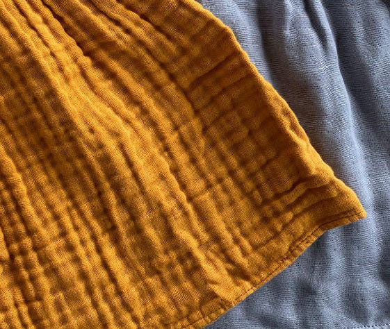 8-Layer Organic Cotton Muslin Gauze Blanket in Butterscotch