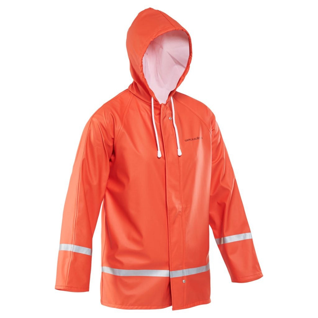 orange kids grundens rain jacket
