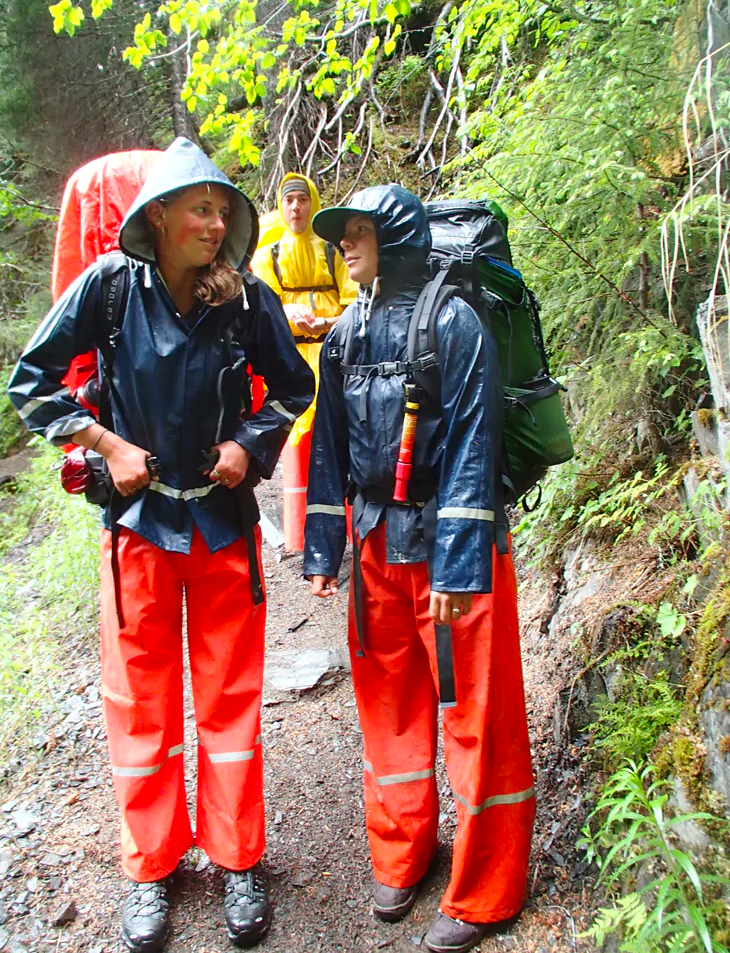 two kids on grundens rain jackets