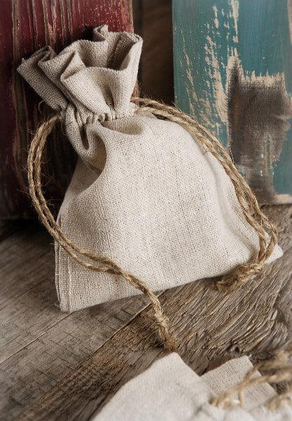 Small linen hemp and twine gift bag