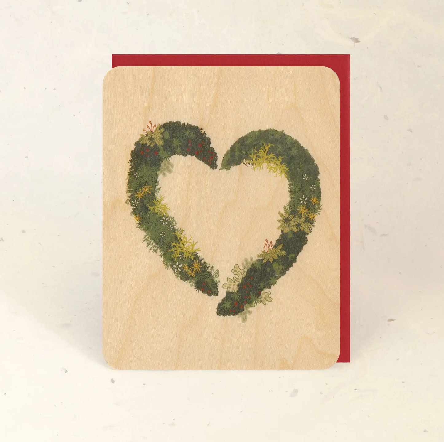 Moss Heart Wood Greeting Card
