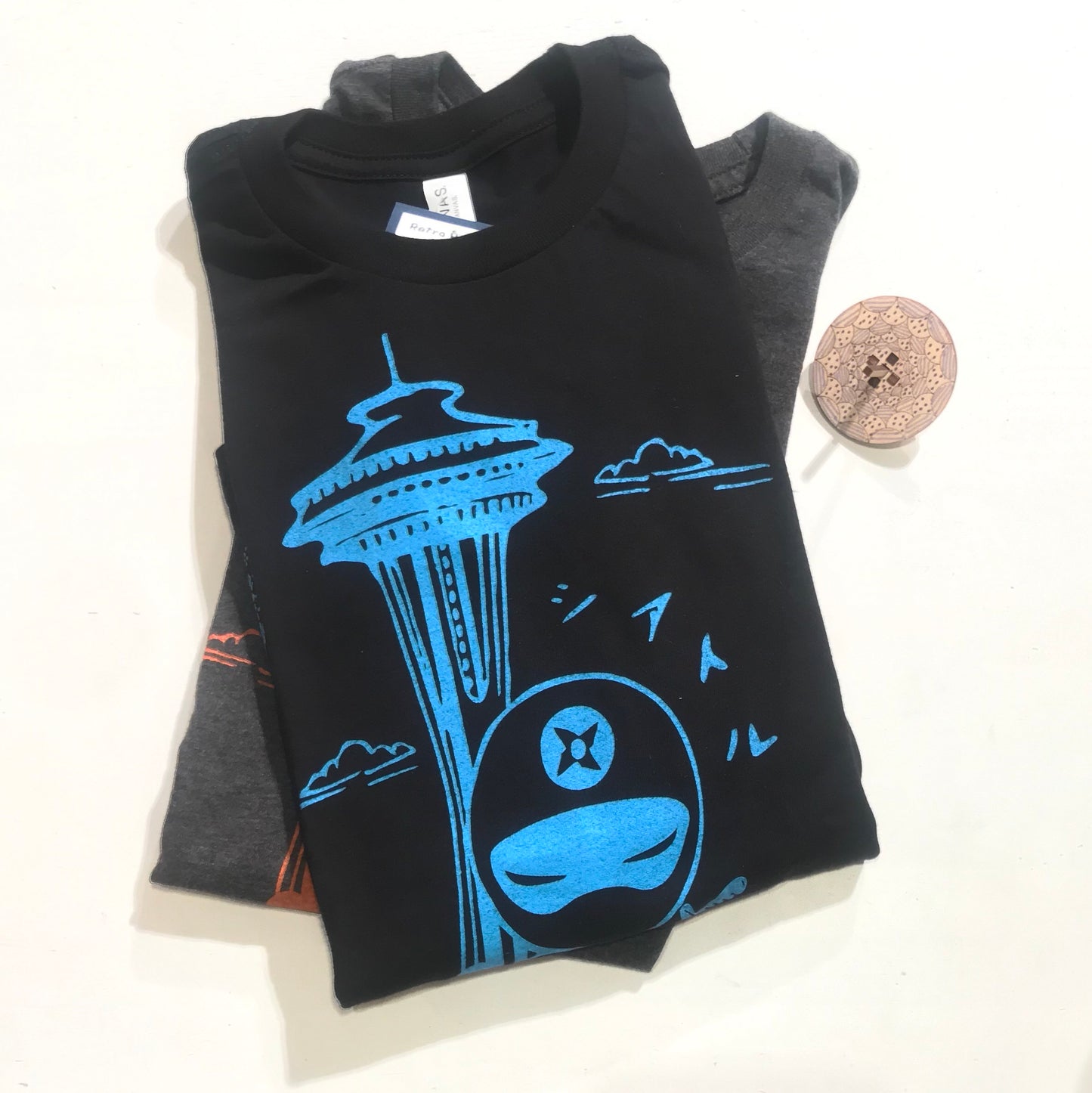 Blue Ninja Climbing Space Needle Long Sleeve Tee